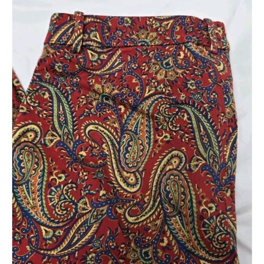 Lauren Ralph Lauren Pants Women Size 8 Paisley Pattern Deep Red - Picture 6 of 8